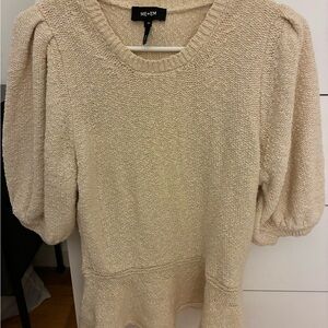 ME+EM Cream Textured Crew Neck Sweater